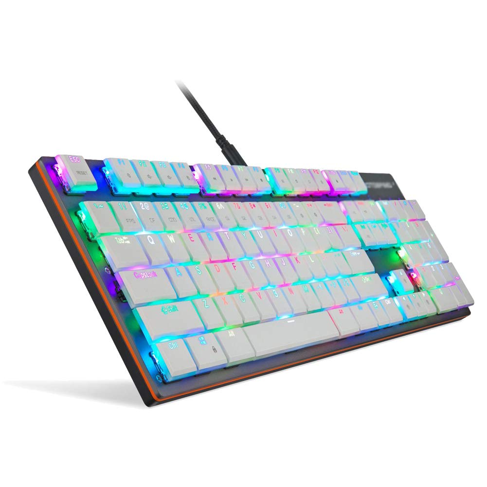 DZ-YJQ Slim 104-Key Wired Mechanical Gaming Keyboard with RGB Backlit, Detachable USB Cable & Ergonomic Design for PC, Laptop - Perfect for FPS, MOBA Gaming & Office Work