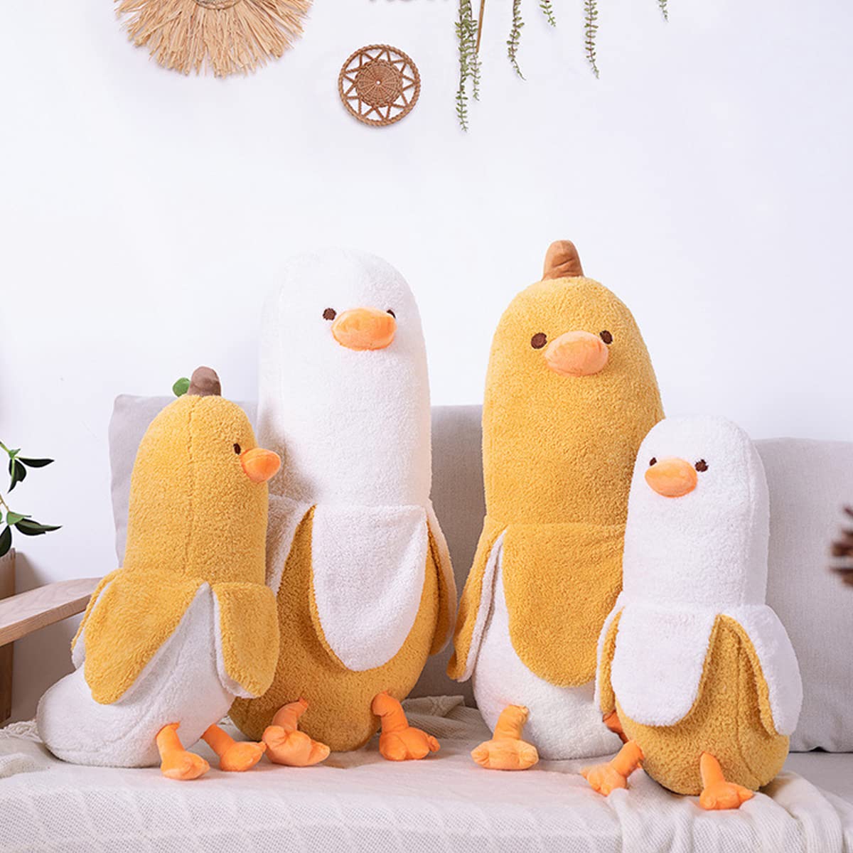 FIONOUT Banana Duck Plush Toy - Soft Cute Stuffed Animal for Kids, Funny Pillow Friend (White, 19.6 Inches) - Perfect for Bedroom Decor, Birthday Gifts & Cuddling