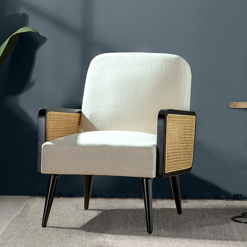Elva Cane Armchair - Modern Rattan Accent Chair for Living Room, Bedroom, or Patio - Lightweight & Stylish Seating with Breathable Woven Design