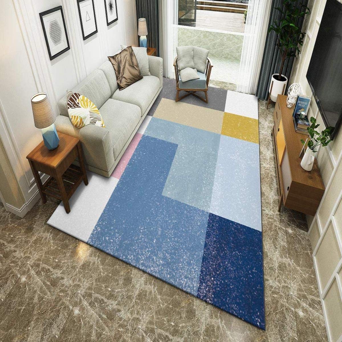 Soft and Modern Kids Room Rug - Non-Slip Nursery Carpet for Baby Girls & Boys, Playroom & Bedroom Floor Mat, 4.6' x 6.5' - Perfect for Playtime, Learning & Nursery Decor