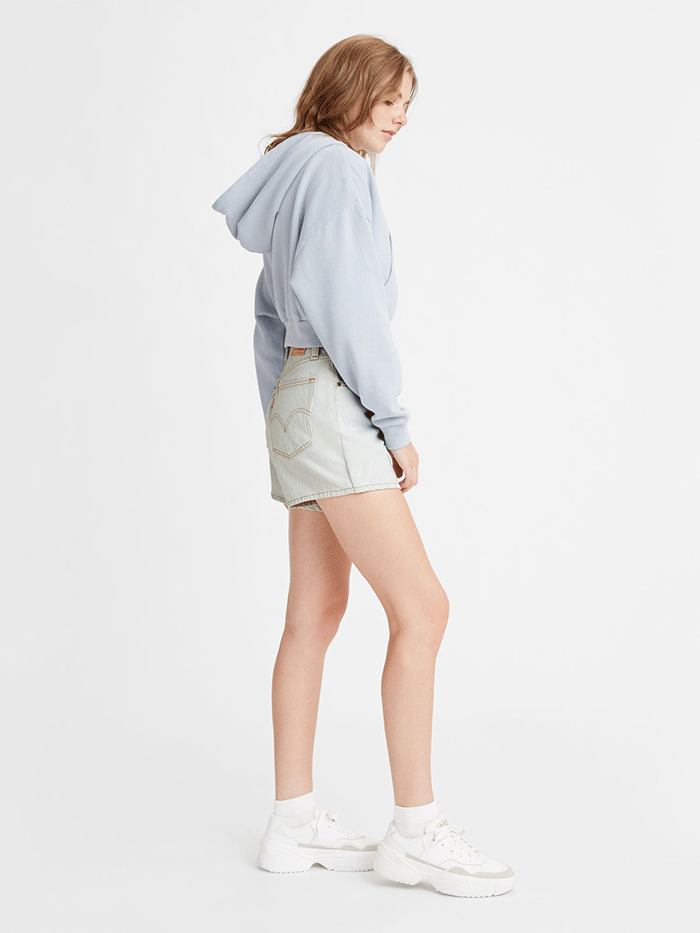 Levi's Women's High Waisted Mom Shorts - A19650003 Striped Denim Shorts for Casual Wear & Summer Outfits