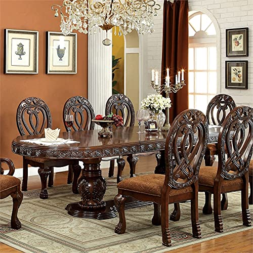 Furniture of America Madison Traditional Cherry Wood Extendable Dining Table - Perfect for Family Gatherings & Dinner Parties