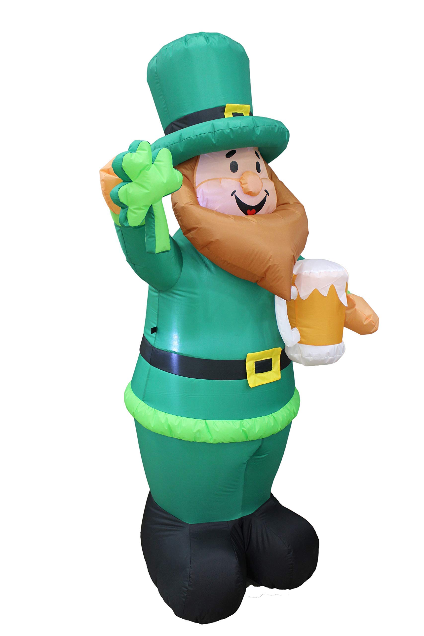 St. Patrick's Day & Easter Party Decorations Bundle - 6ft Inflatable Leprechaun with Shamrock & Beer + 4ft Inflatable Easter Bunny with Wheelbarrow & Eggs - Perfect for Holiday Yard Decorations, Themed Parties & Spring Celebrations