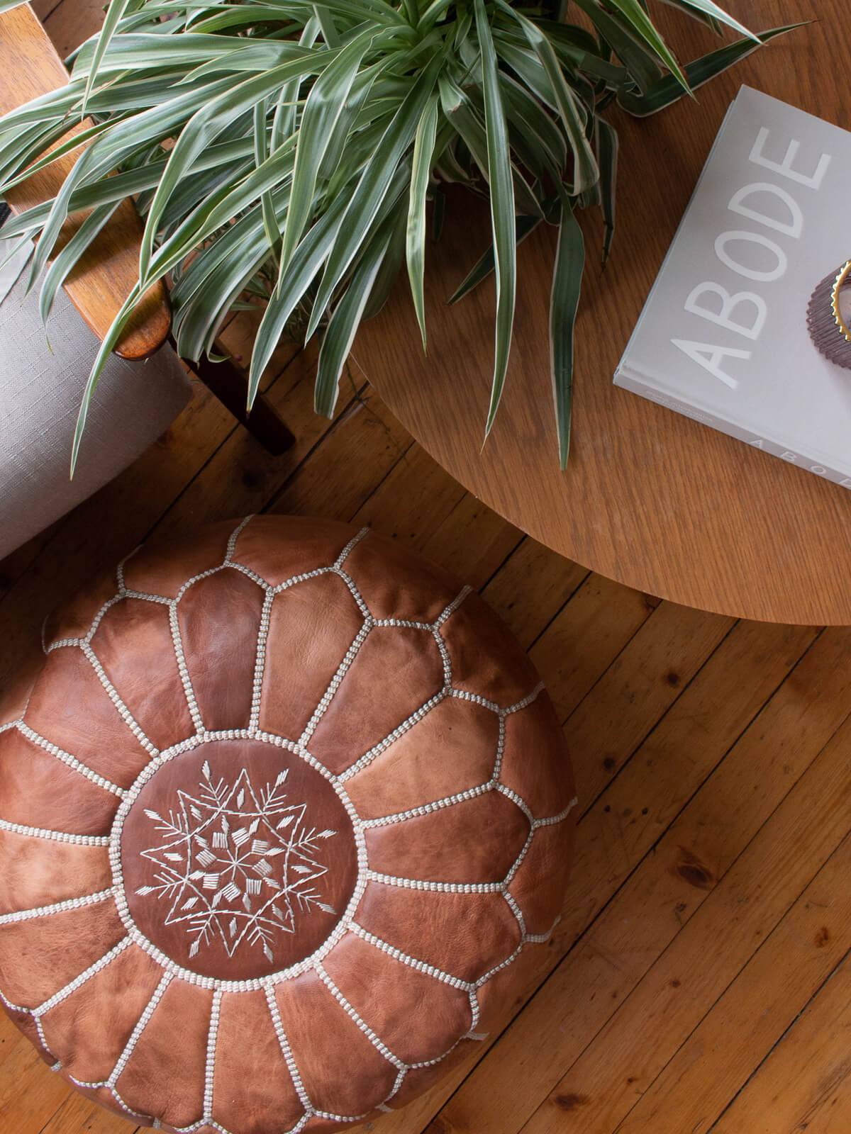 Handmade Moroccan Leather Pouffe Ottoman - Genuine Leather Footstool, Chestnut Brown - Perfect for Living Room, Bedroom, or Boho Home Decor
