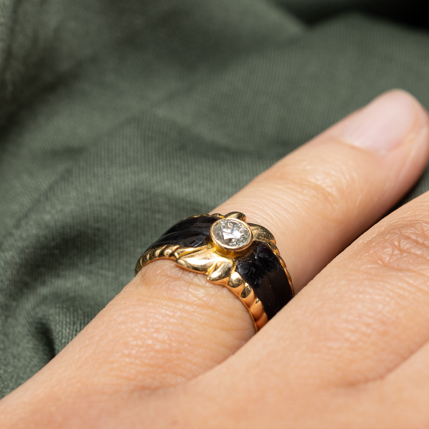 Exquisite Bezel Set Diamond & Wood Inlay Ring - 0.25ct Natural Diamond, Size 3.75 - Perfect for Weddings, Anniversaries & Unique Gift Giving
