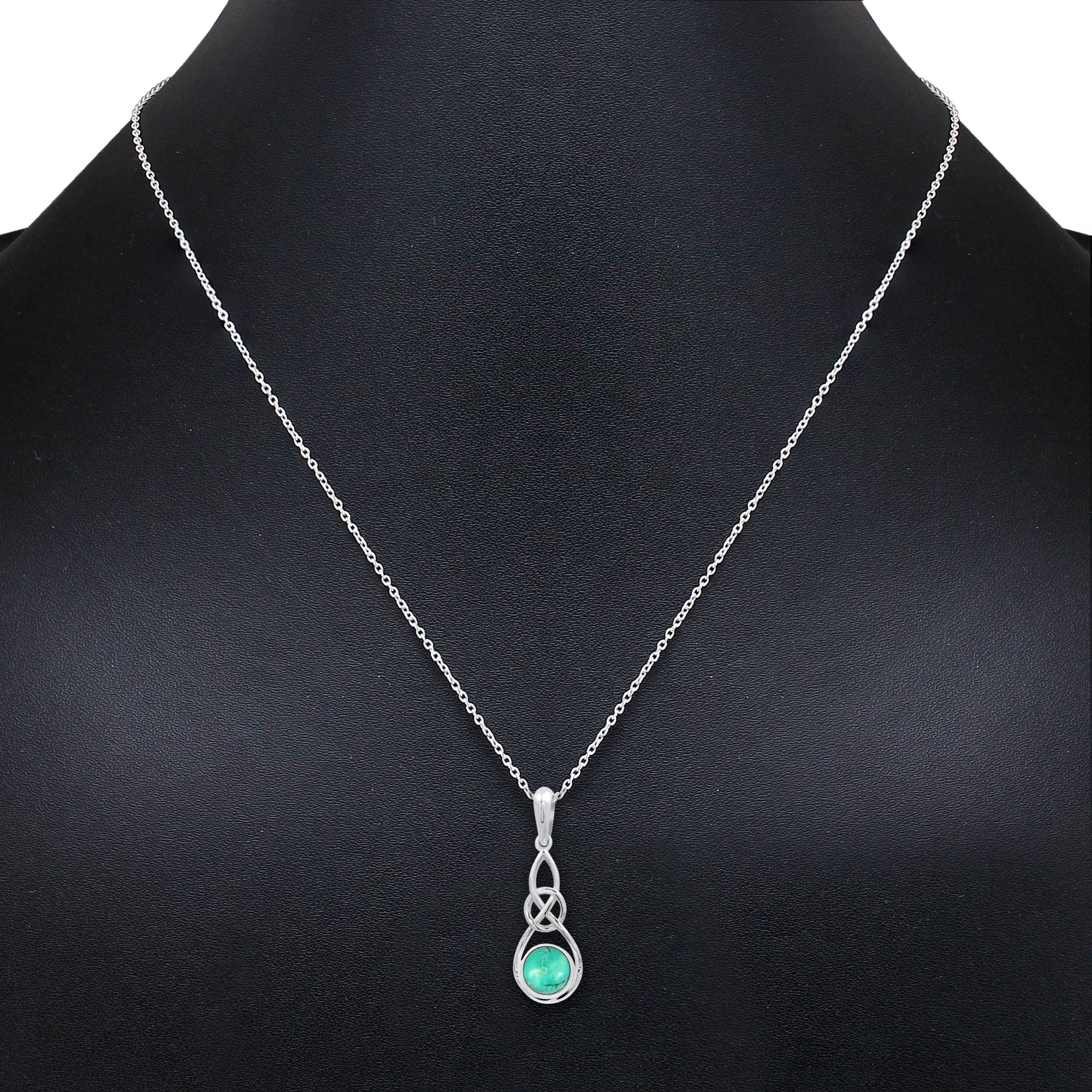 TISHAVI Natural Round Semi-Precious Gemstone Pendant Necklace for Women - Sterling Silver Birthstone Jewelry with 18-Inch Chain | Perfect Gift for Mom, Wife, Sister on Birthday, Anniversary & Women's Day | Elegant Everyday Wear & Special Occasion Accessory