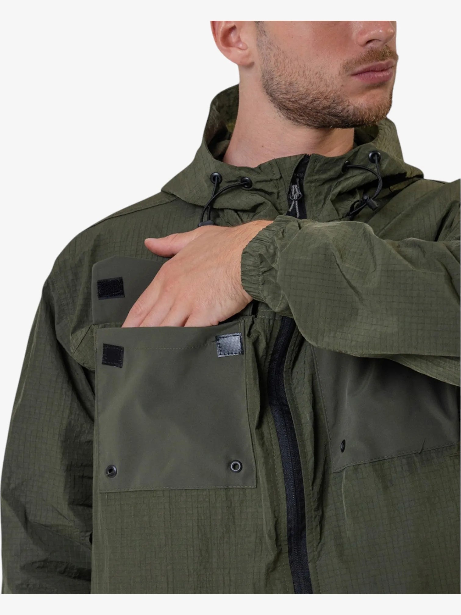 Military Green Montagne Tesis Windbreaker Jacket - Lightweight Waterproof Outdoor Hiking & Travel Windbreaker for Men & Women