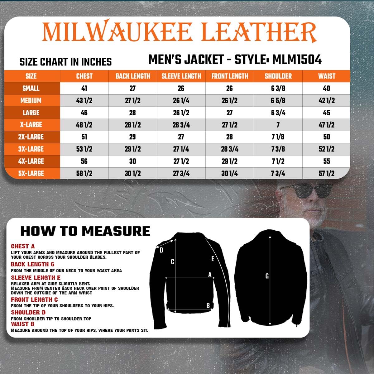Milwaukee Leather MLM1504 Men's Black Premium Motorcycle Jacket - 