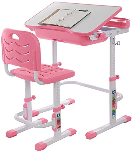 **Adjustable Kids Desk and Chair Set - Ergonomic Study Table with Posture Correction & Large Storage Drawer for Boys Girls Ages 4-13 - Perfect for Homework, Drawing & Online Learning**