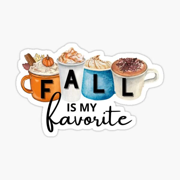 Funny Fall Coffee Lover Waterproof Vinyl Sticker - Autumn Leaves & Halloween Decal - Perfect for Laptops, Water Bottles & Pumpkin Decorations