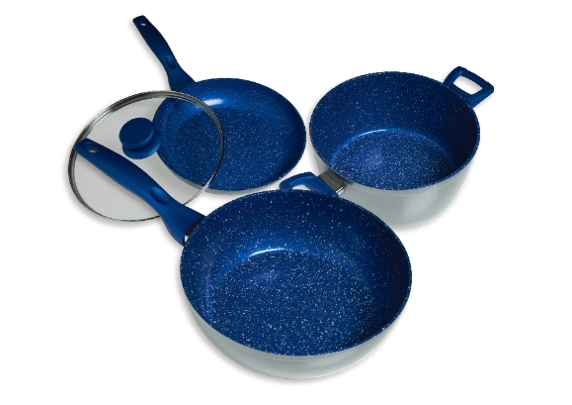Bluestone® Plus 4-Piece Nonstick Cookware Set - Pots and Pans for Frying, Boiling & Sauteing - Perfect for Home Kitchen Cooking & Meal Prep