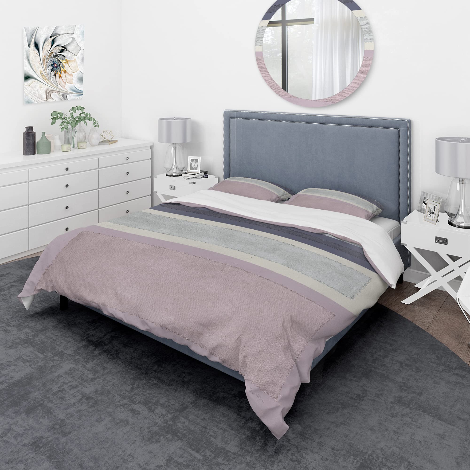 Modern Abstract Pink Duvet Cover Set King - 3-Piece Contemporary Bedding for All Seasons