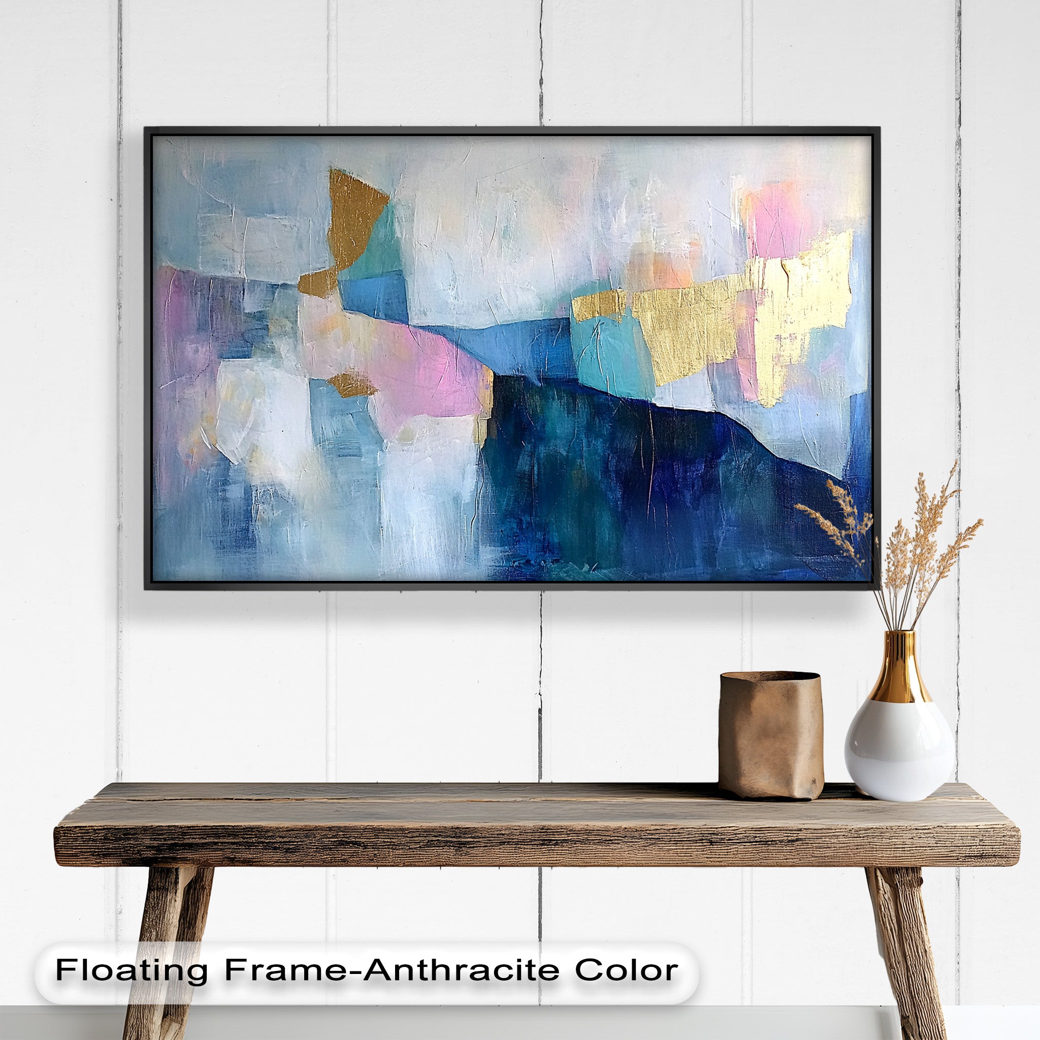 Blue Horizon Abstract - Modern Oil Painting on Canvas, Handmade Wall Art for Living Room, Bedroom & Office Decor