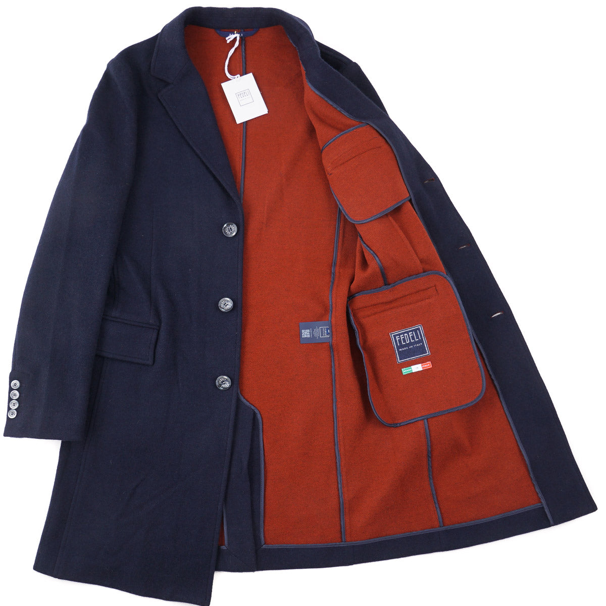 Luxury Fedeli Jersey Flannel Cashmere Overcoat for Men - Soft & Warm Winter Coat - Perfect for Business, Office & Formal Occasions