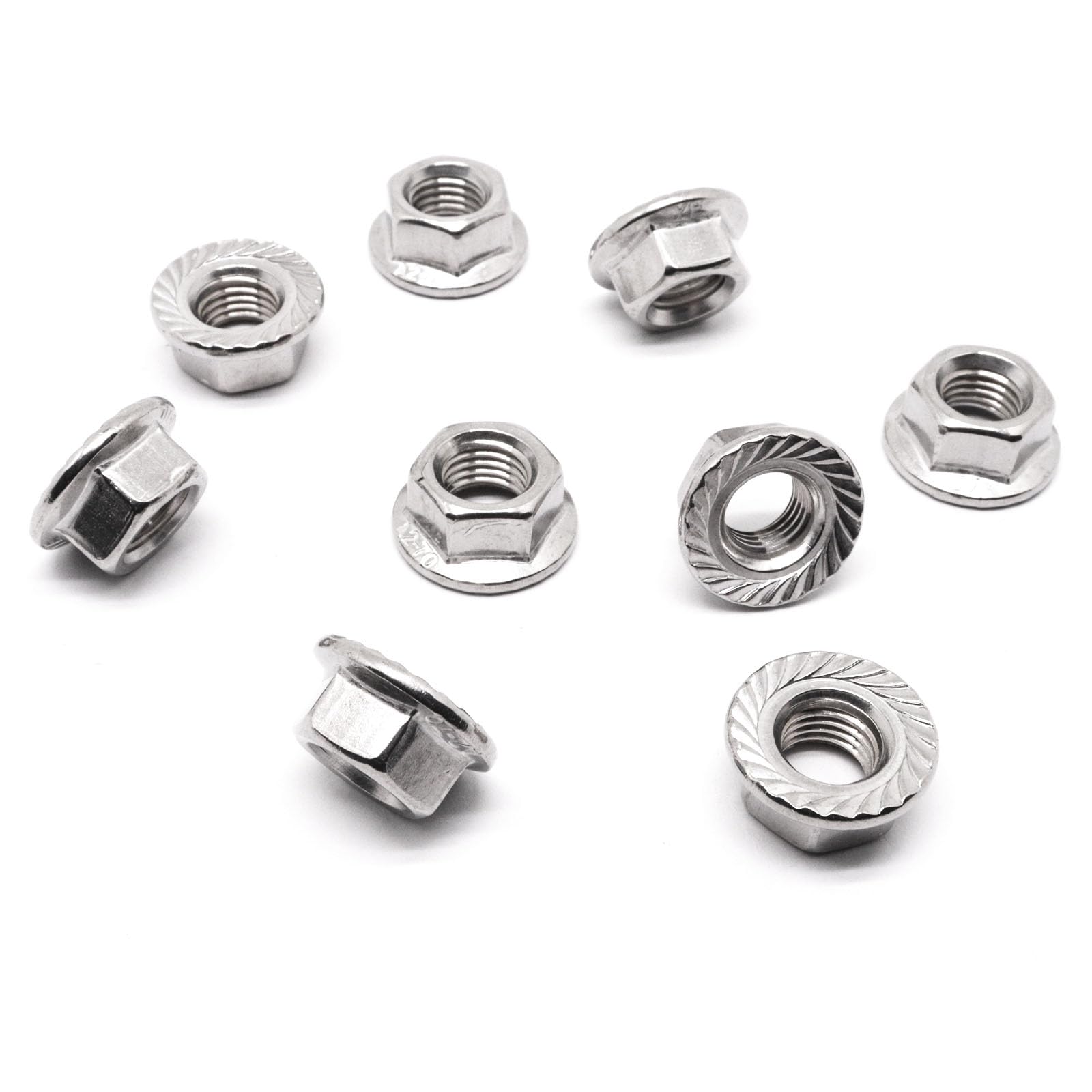 40pcs M10 x 1.25mm 304 Stainless Steel Serrated Flange Hex Nuts - Metric Hardware with Bright Finish - Ideal for Automotive, Machinery & DIY Projects