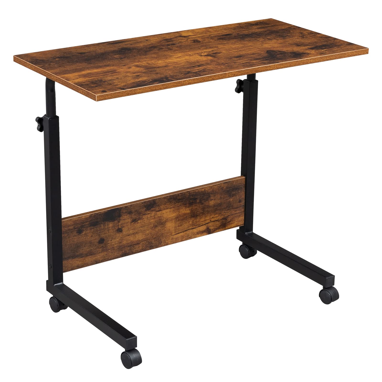 Adjustable Height Rolling Bedside Table with Wheels - Portable Laptop Stand, Breakfast Tray & Snack Table for Sofa, Living Room & Bedroom - Perfect for Working, Eating & Relaxing in Bed or on the Couch