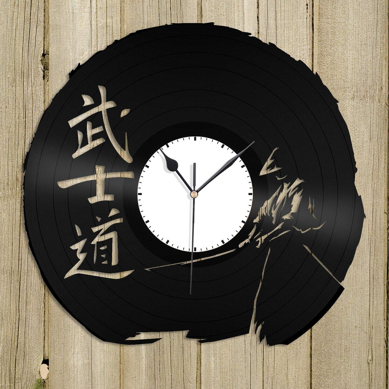 Samurai Bushido Vinyl Wall Clock - Vintage Japanese Decor for Home, Office & Bar - Unique Gift for Friends & Room Decoration - Perfect for Anime Lovers & Zen Spaces