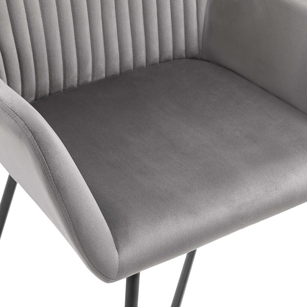 vidaXL 2-Piece Gray Velvet Upholstered Dining Chairs with Metal Legs - Modern Accent Chairs 24
