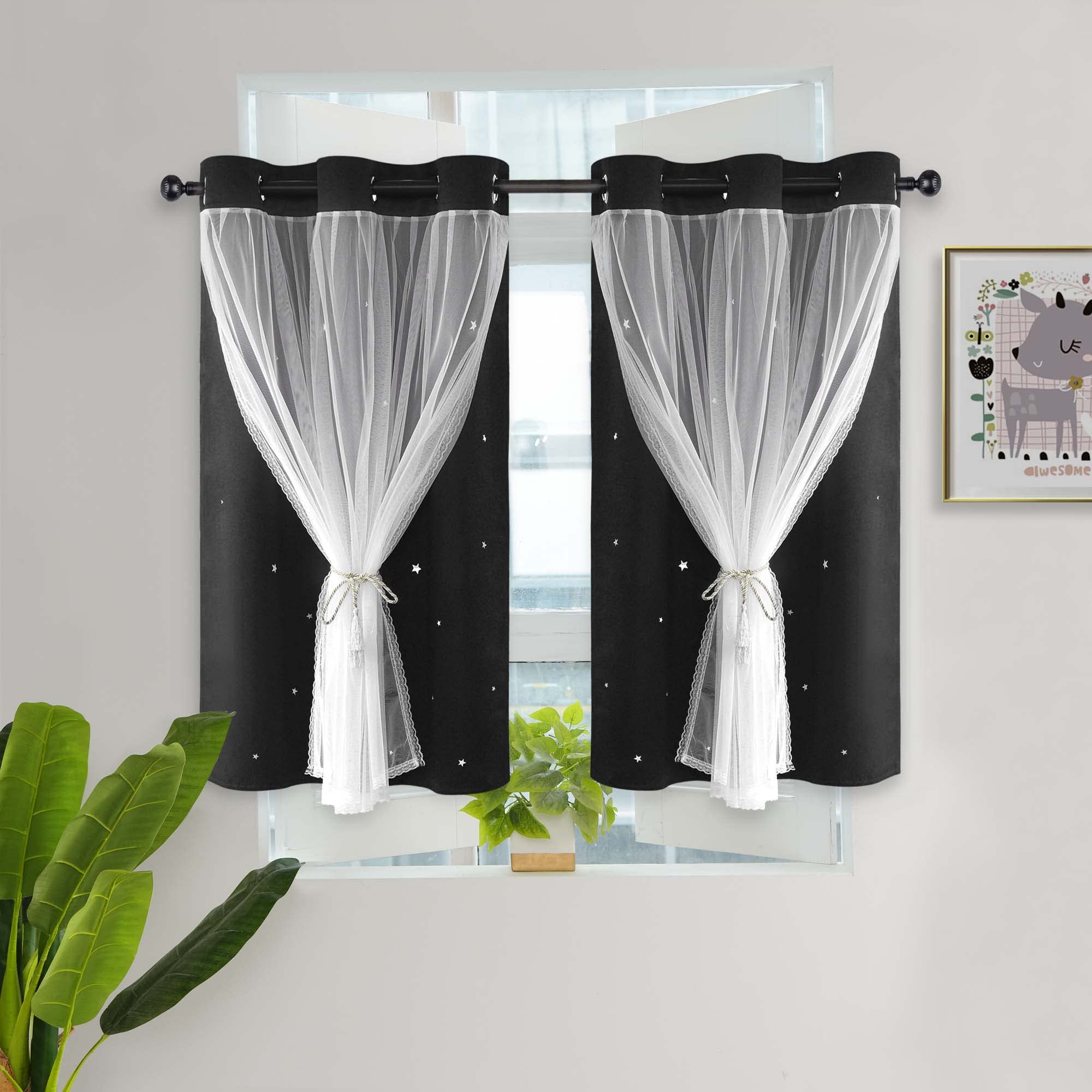 Kinryb Blackout Curtains for Kids Room - Thermal Insulated Short Window Drapes, 42