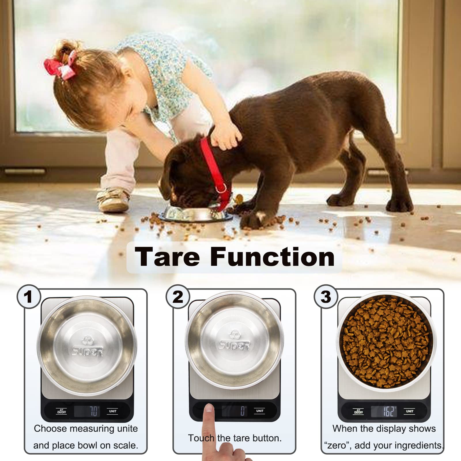 5kg/11lb Digital Kitchen Food Scale with Grams & Ounces - Precise Measuring for Baking, Cooking, and Weight Loss Tracking