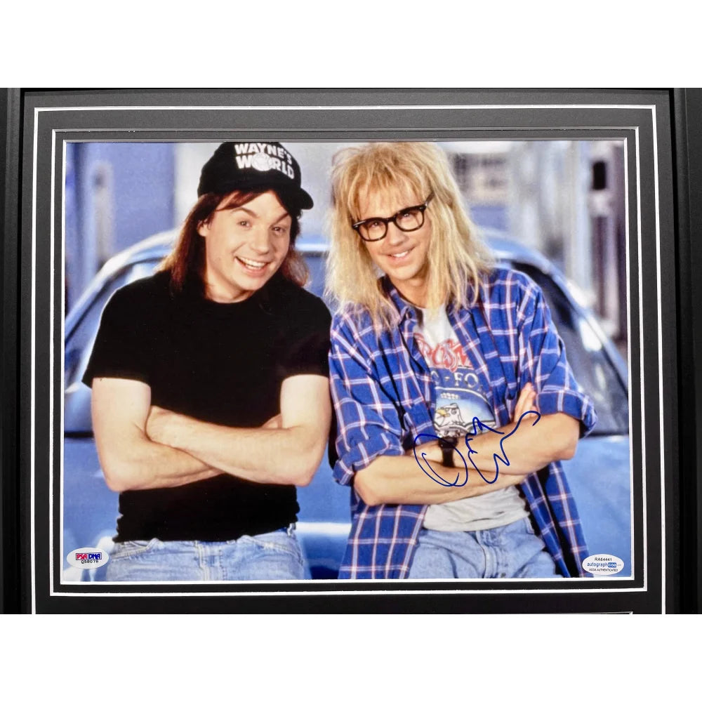 Dana Carvey Signed 8x10 Wayne's World Autographed License Plate Framed Collage with PSA COA - Perfect for Movie Memorabilia Collectors and Home Theater Decor