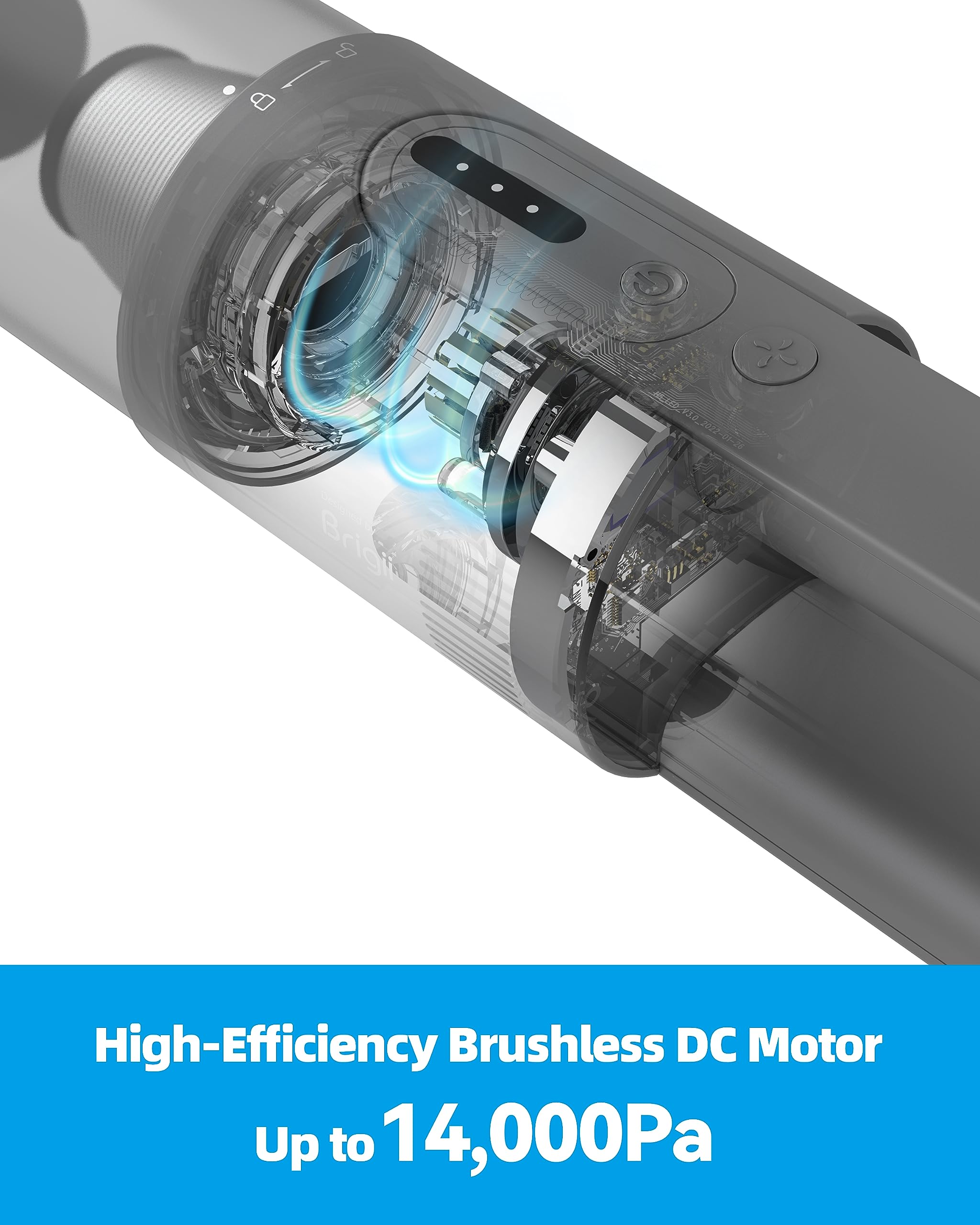 Brigii Cordless Pet Hair Vacuum Cleaner - 14KPa Powerful Suction, Anti-Tangle Brush Tool, Brushless DC Motor, Triple Filtration System | USB-C Rechargeable, Wall Mountable H5 | Perfect for Stairs, Furniture & Car Pet Hair Removal