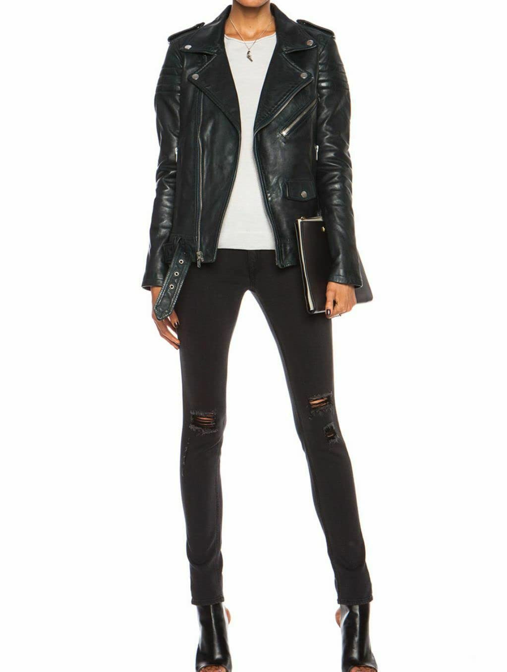SKADO Women's Genuine Leather Jacket - Soft Lambskin Biker Jacket, Slim-Fit Motorcycle Jacket for Women | Perfect for Riding, Casual Outfits & Night Out