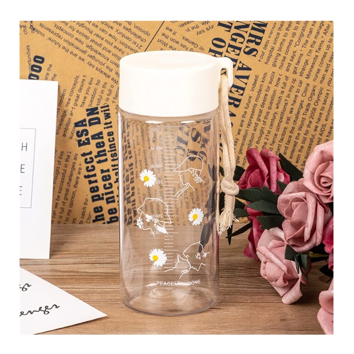 **500ml Transparent Sport Water Bottle with Portable Rope - BPA-Free Leak-Proof Design for Gym, Hiking, Cycling & Travel - Small Daisy Creative Drinkware (Color: Transparent B)**