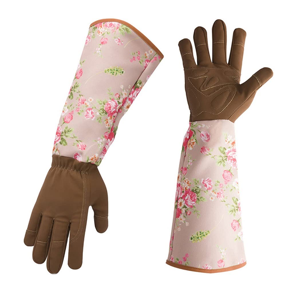 Breathable Floral Print Faux Leather Garden Gloves for Women - 2 Pairs Non-Slip Cleaning & Gardening Gloves - Perfect for Outdoor Work, Planting, House Cleaning & Yard Maintenance (Color A)