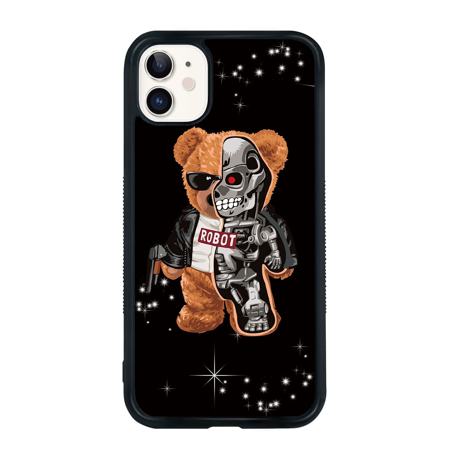 FANXI Shockproof Cute Teddy Bear Phone Case for iPhone 11 - Protective 6.1 Inch Cover for Men, Boys & Kids (Black) | Perfect Gift for Birthday, Christmas & Daily Use