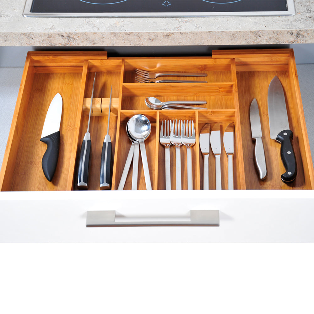Expandable Cutlery Organizer Box - 3-Tier Kitchen Utensil Storage for Drawer or Countertop - Perfect for Spoons, Forks, Knives & Cooking Tools - Space Saving Solution for Small Kitchens