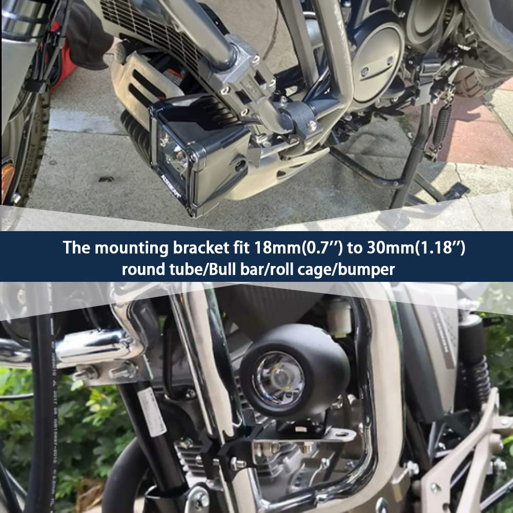 1.2 Inch Motorcycle Light Bar Bracket - Heavy Duty Offroad Tube Clamp for LED Work Lights (18-30mm) | Universal Mount for Motorcycle, Bicycle, Car Bull Bar | Durable Mounting Bracket for Off-Roading, Night Riding & Work Lighting