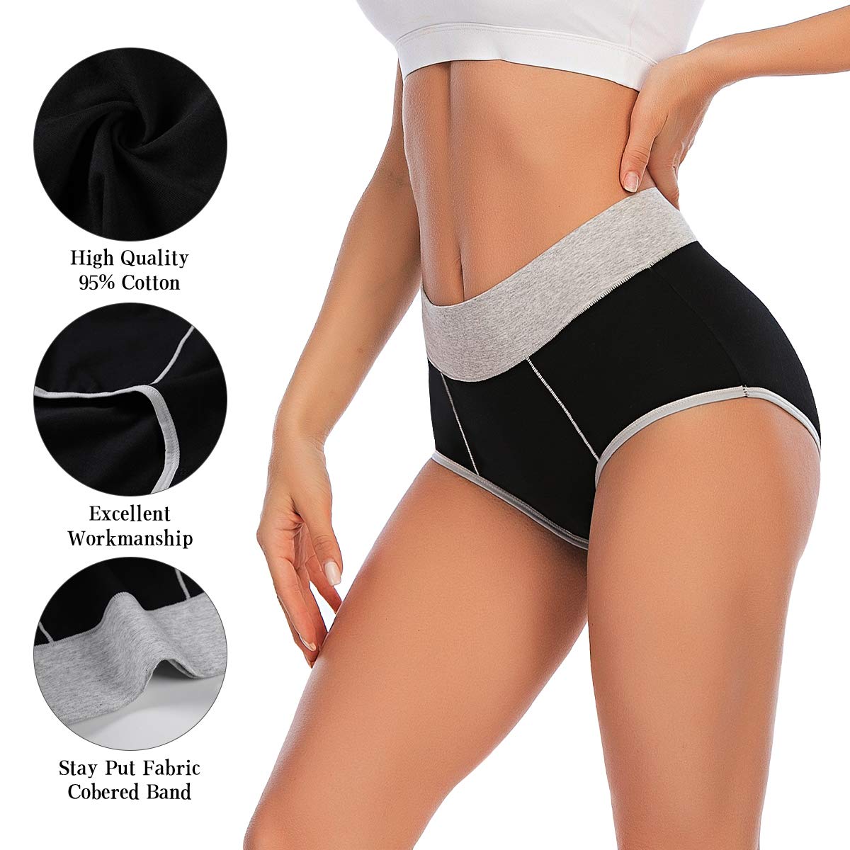 Senllori Women's Cotton High Waist Underwear - Soft Breathable Panties for Ladies, Plus Size Briefs Multipack (3/5 Pack) - Perfect for Everyday Comfort & Postpartum Support