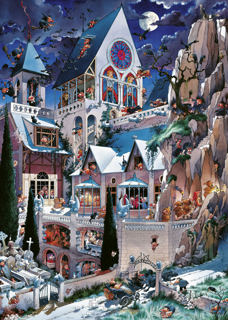 Heye 2000-Piece Triangle Jigsaw Puzzle - Castle of Horror Horror Theme Puzzle for Adults | Challenging Puzzle Game for Family Night, Halloween Decor, or Gift for Puzzle Lovers