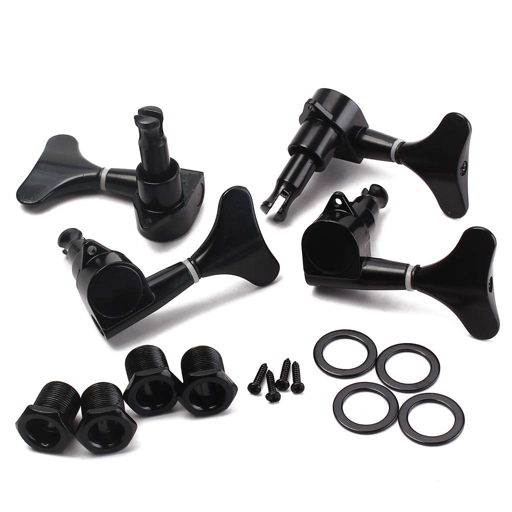 Premium 4PCS Black Sealed 1:19 Bass Guitar Tuning Pegs - 2L + 2R Handed Tuners for 4-String Bass Guitars | Perfect for Professional Musicians & Home Practice Sessions