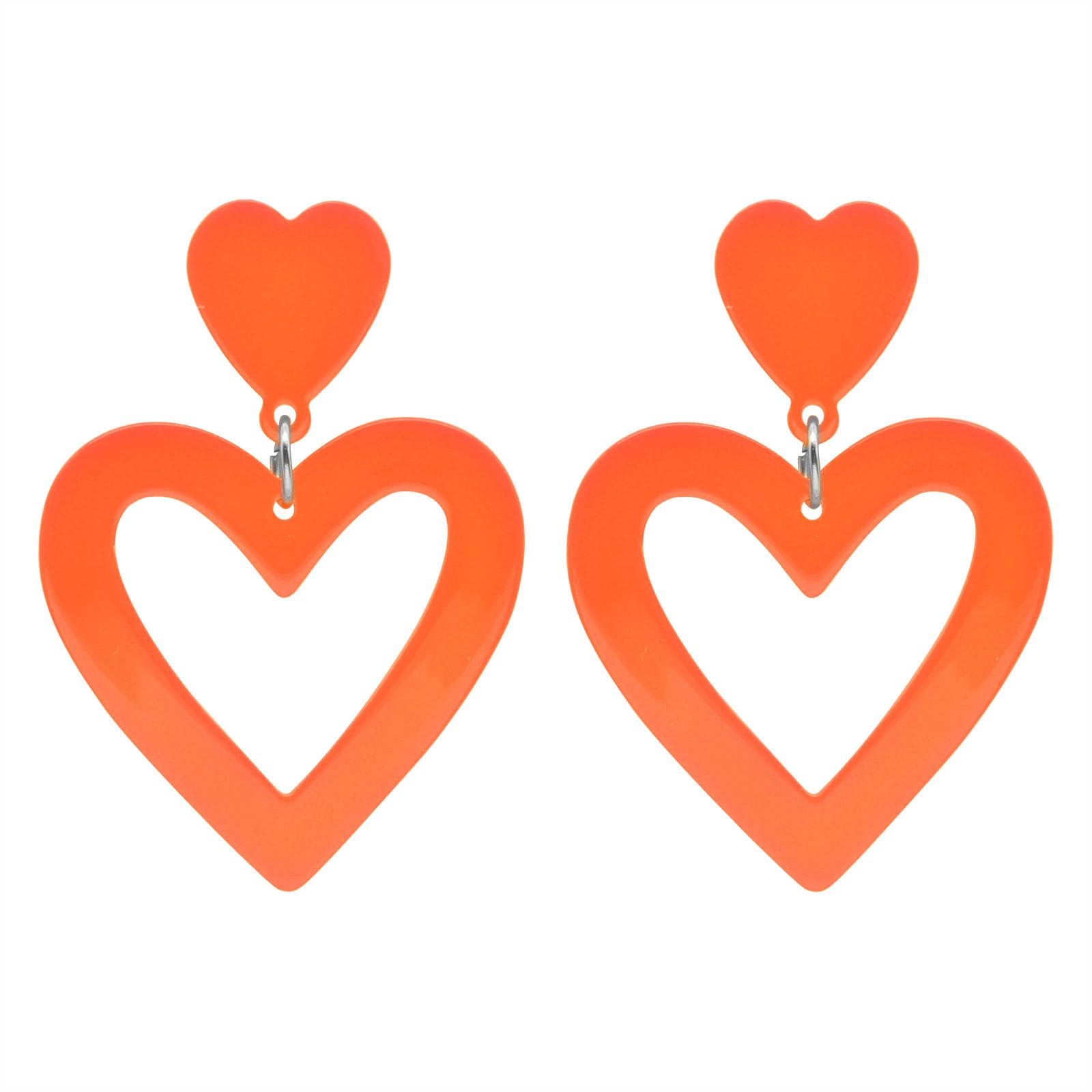Double Heart Drop Earrings for Women - Lightweight Acrylic Dangling Love Earrings - Valentine's Day, Mother's Day Gift for Her - Perfect for Date Night, Wedding & Special Occasions