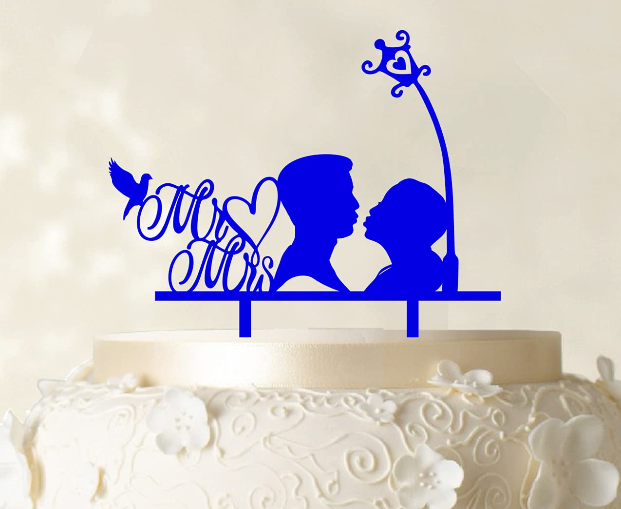 Mr and Mrs Couple Cake Topper - Romantic Bird & Heart Wedding Cake Decorations (6-7 Inches Wide, Multiple Colors) | Perfect for Anniversary, Engagement & Wedding Cakes