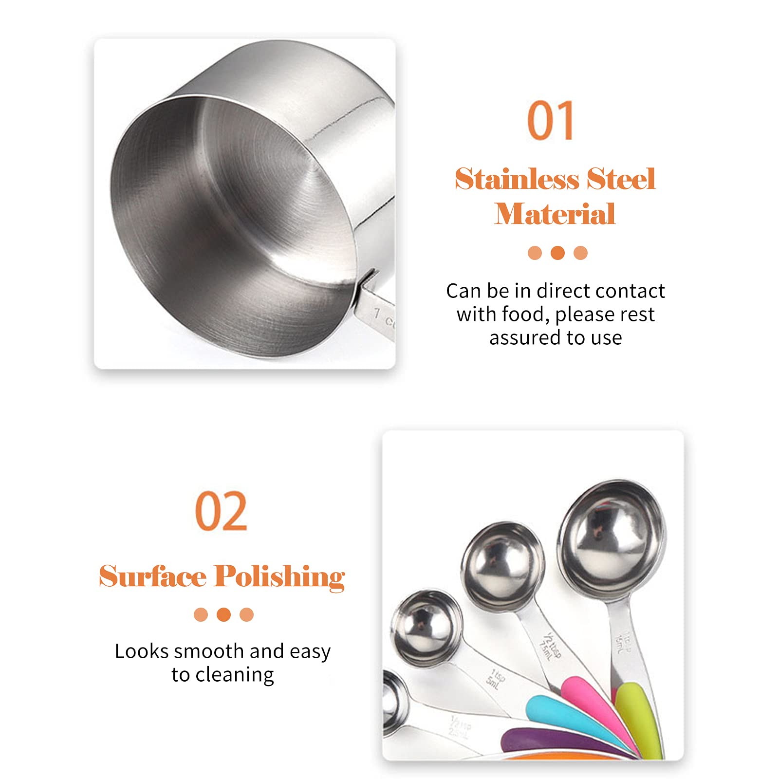 Ankeer 10-Piece Stainless Steel Measuring Cups and Spoons Set - Heat-Resistant for Dry & Liquid Ingredients - Essential Baking & Cooking Utensils for Kitchen, Meal Prep, and Professional Chefs
