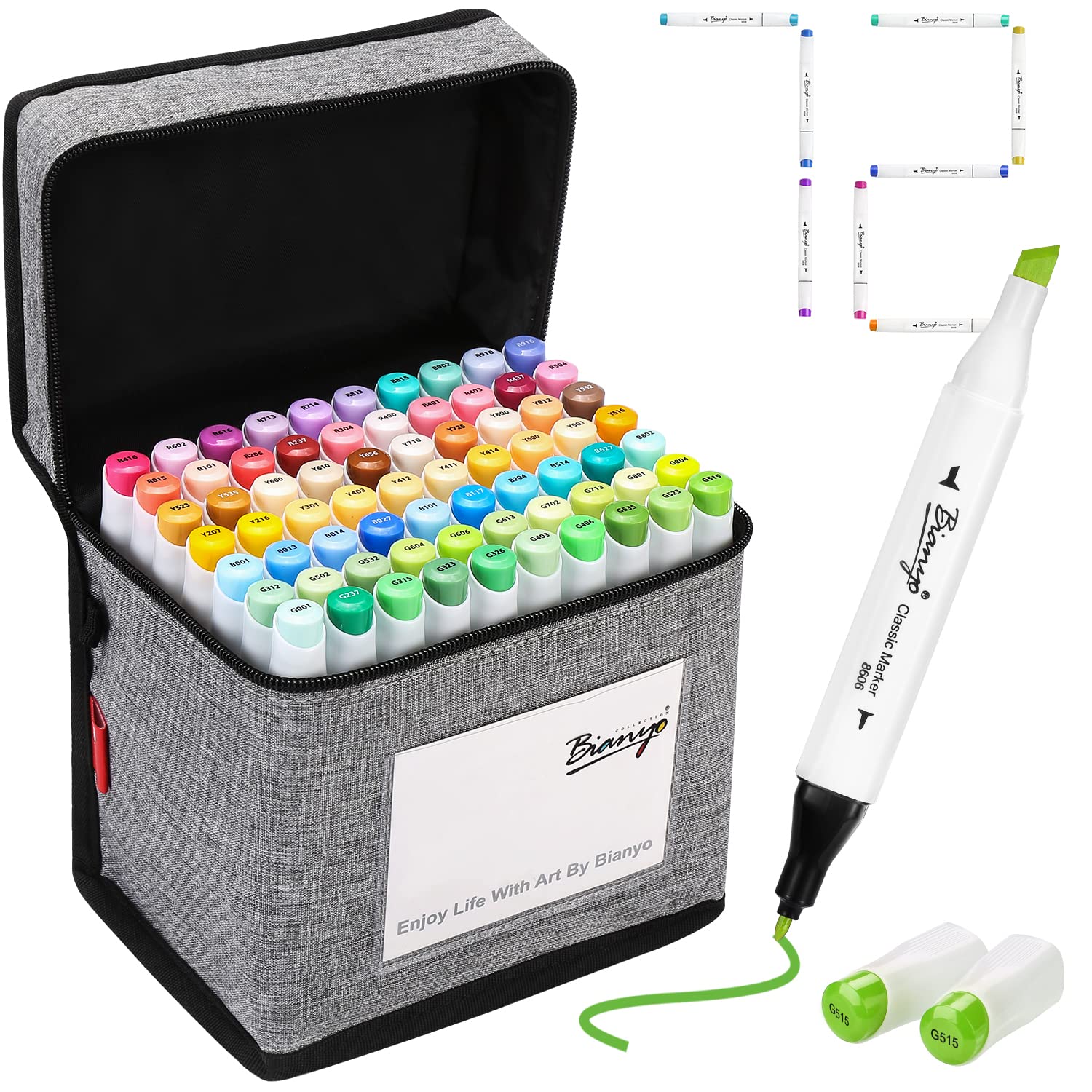Bianyo 72 Pastel Markers Alcohol Marker Set - Dual Tip Art Markers with Premium Grey Bag | Alcohol-Based Permanent Ink for Coloring, Drawing, Outlining & Highlighting | Perfect for Adults, Kids & Beginners | Ideal for Sketching, Bullet Journaling & DIY Crafts