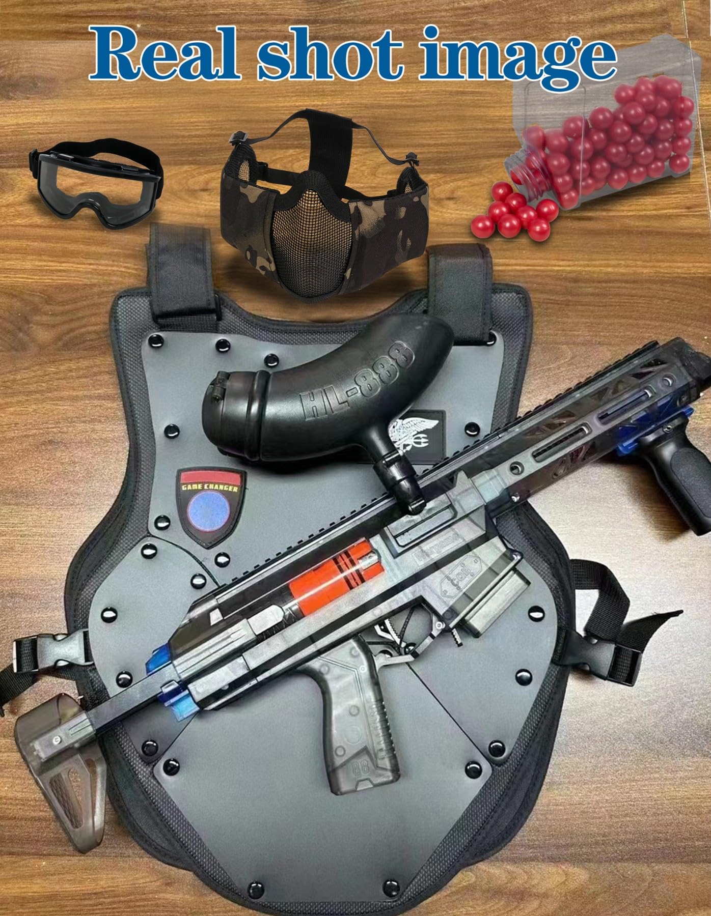 Spring-Powered Paintball Gun Toy for Adults & Teens 15+ | Black Paintball Marker for Outdoor Games, Team Sports & Backyard Fun