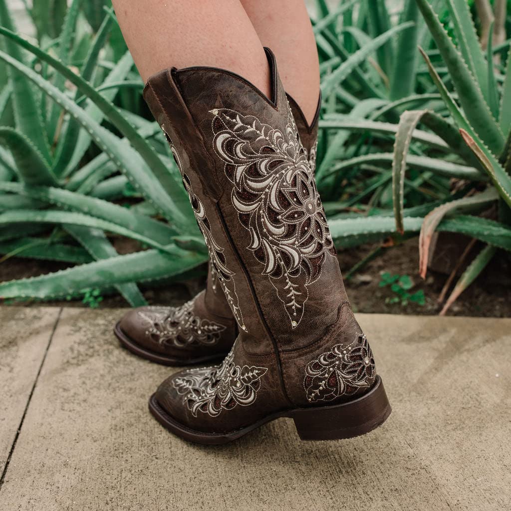 Premium Soto Boots M50055 - Handcrafted Cowboy Boots with Intricate Inlay Design | Perfect for Western Rides, Country Music Festivals & Casual Outings