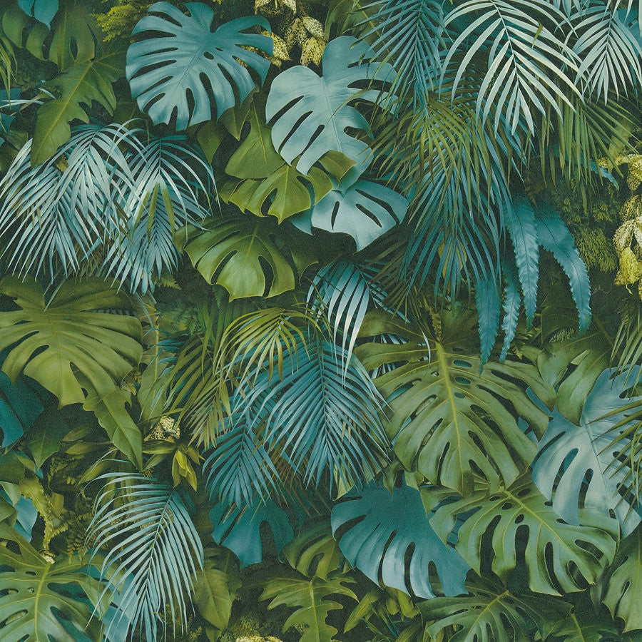Greenery Nocturnal Jungle Wallpaper 372803 - Tropical Forest Peel and Stick Wall Mural for Bedroom, Living Room & Nursery Decor