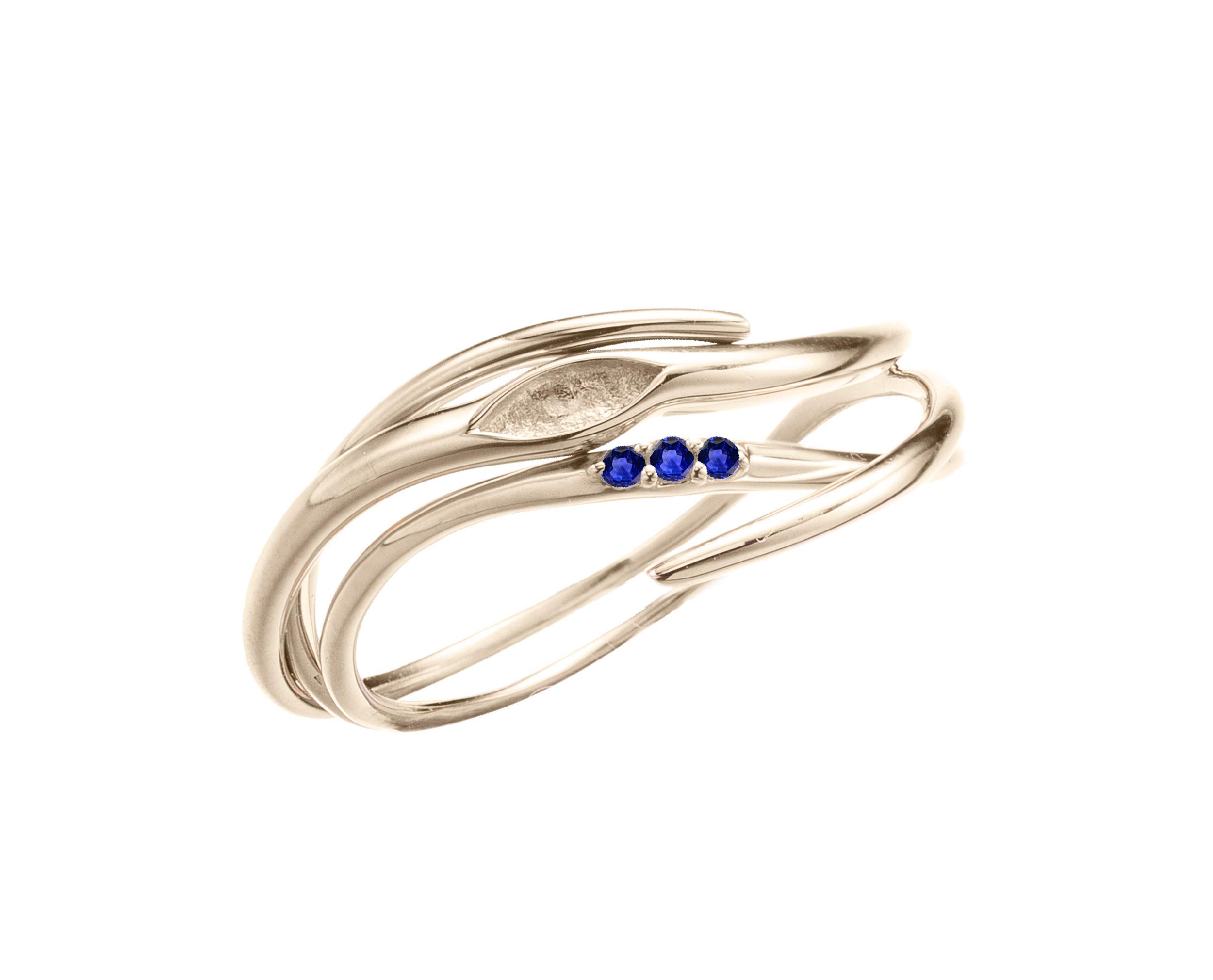 Majade 14K Gold Blue Sapphire Ring – September Birthstone, Unique Wedding & Engagement Ring for Women, Elegant Promise Ring for Special Occasions