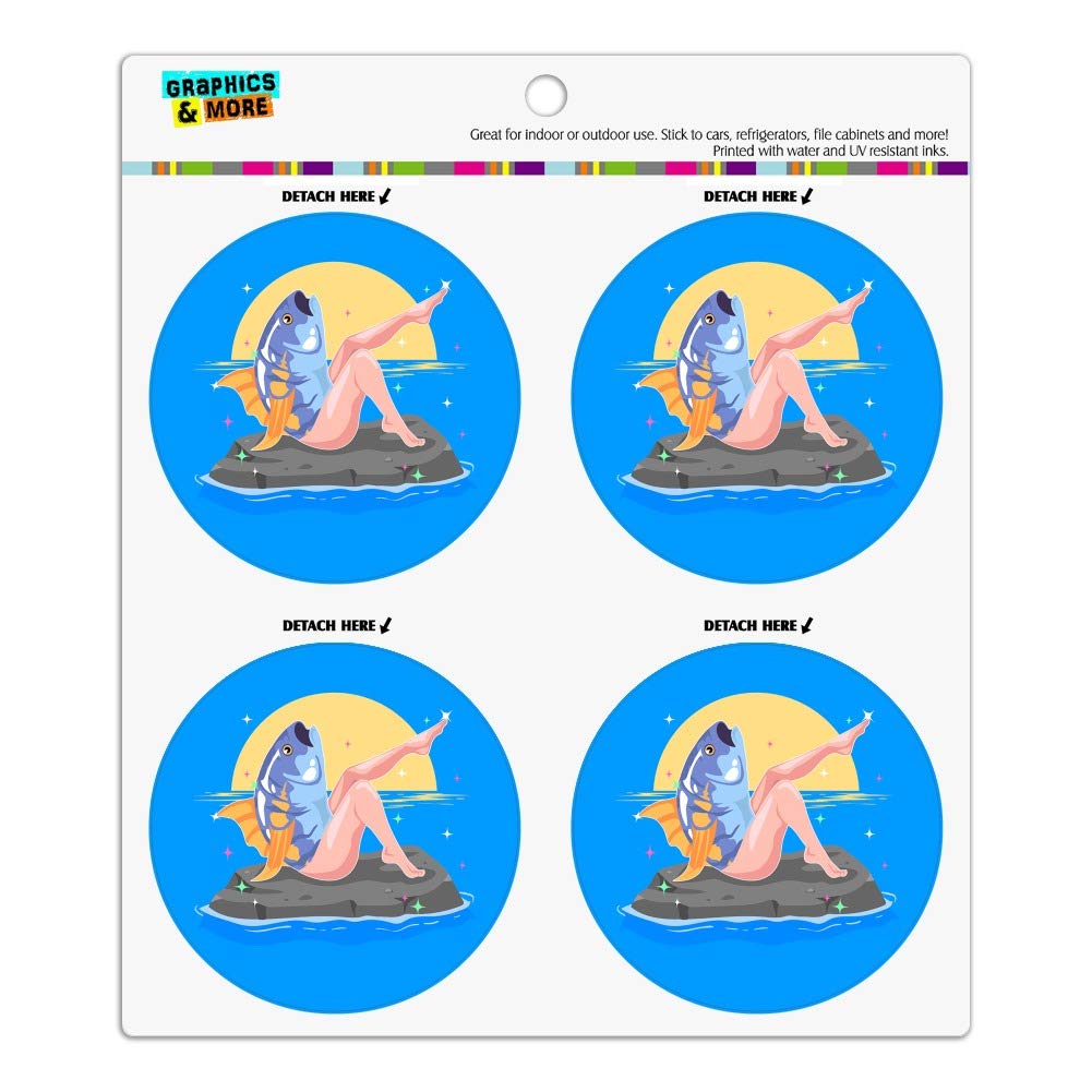 Funny Reverse Mermaid with Tuna Head Refrigerator Magnets - 6-Piece Vinyl Fridge Magnet Set for Kitchen Decor, Office Whiteboard & Dorm Room Organization (Great Gift Idea)
