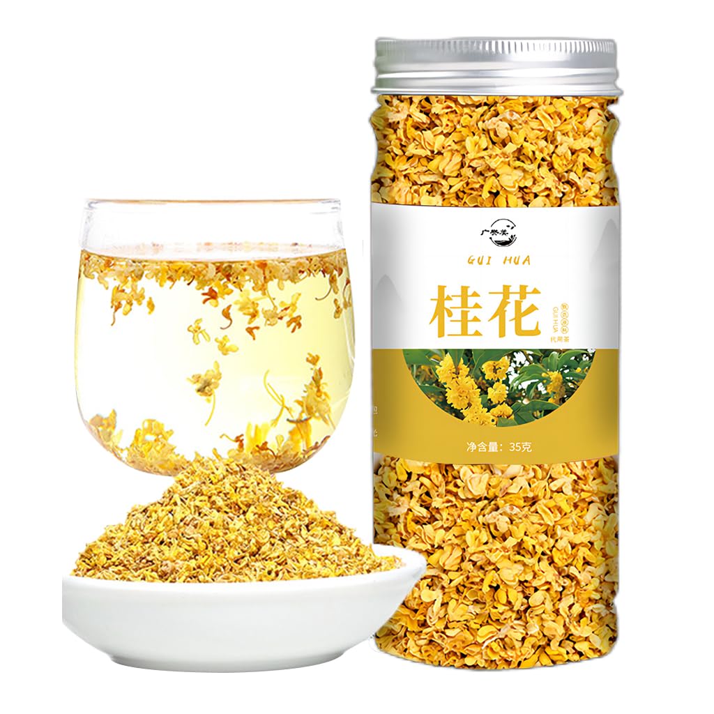 Premium Dried Osmanthus Flower Tea 35g (1.23 oz) - 100% Natural Chinese Herbal Loose Leaf Tea for Beverage, Baking, Jam & Cooking | Traditional Gui Hua Tea for Tea Ceremony, Aromatherapy & Gift Giving