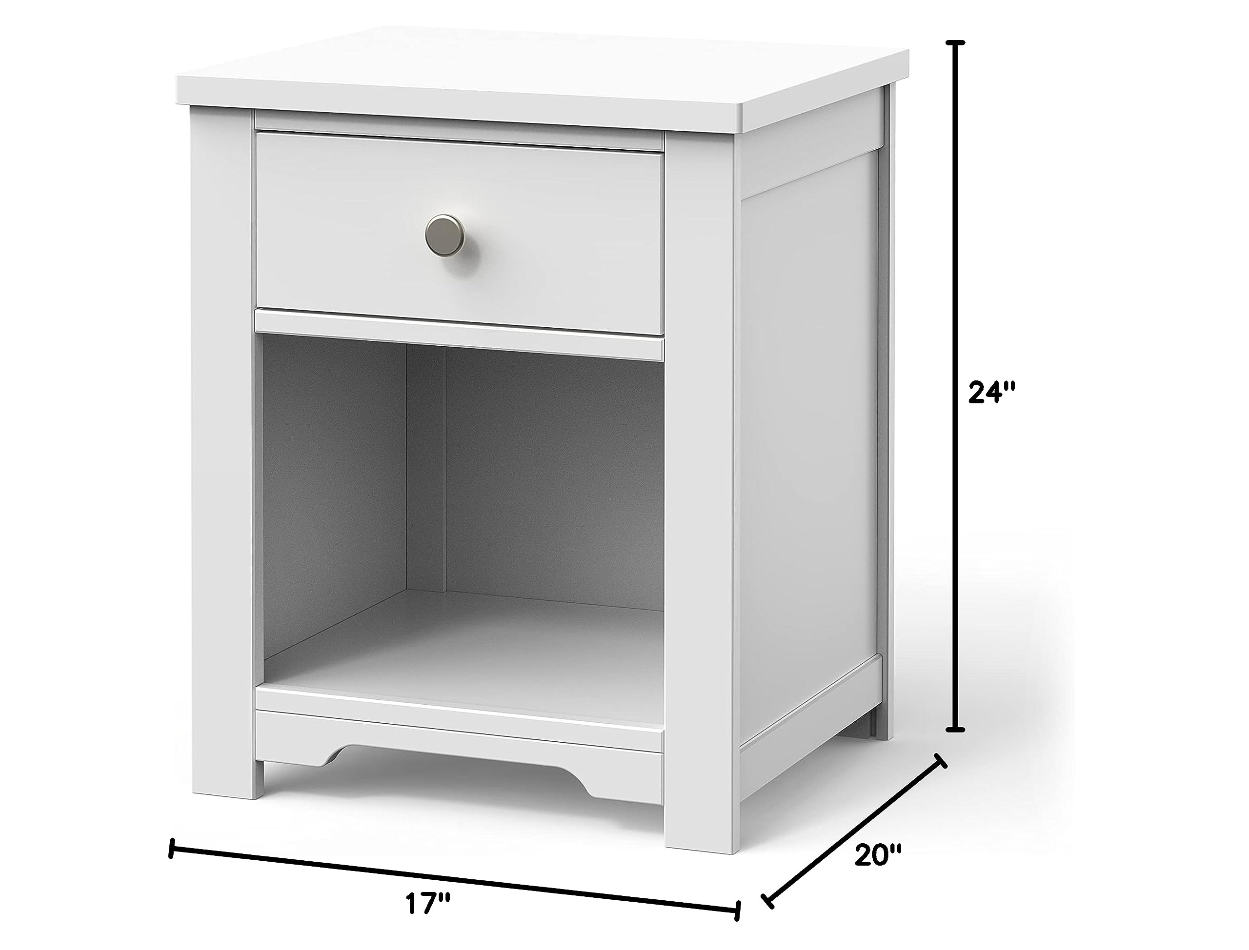 Child Craft Harmony Nightstand - Matte White Finish, Modern Kids Bedroom Furniture, Sturdy & Safe for Toddlers - Perfect for Bedside Storage, Reading Nook, or Nursery Decor