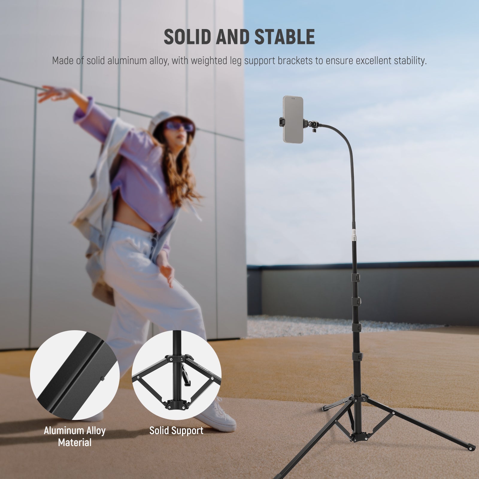 NEEWER TS06 71-inch Phone Tripod Stand with Reversible Legs - Perfect for Vlogging, Live Streaming & Photography