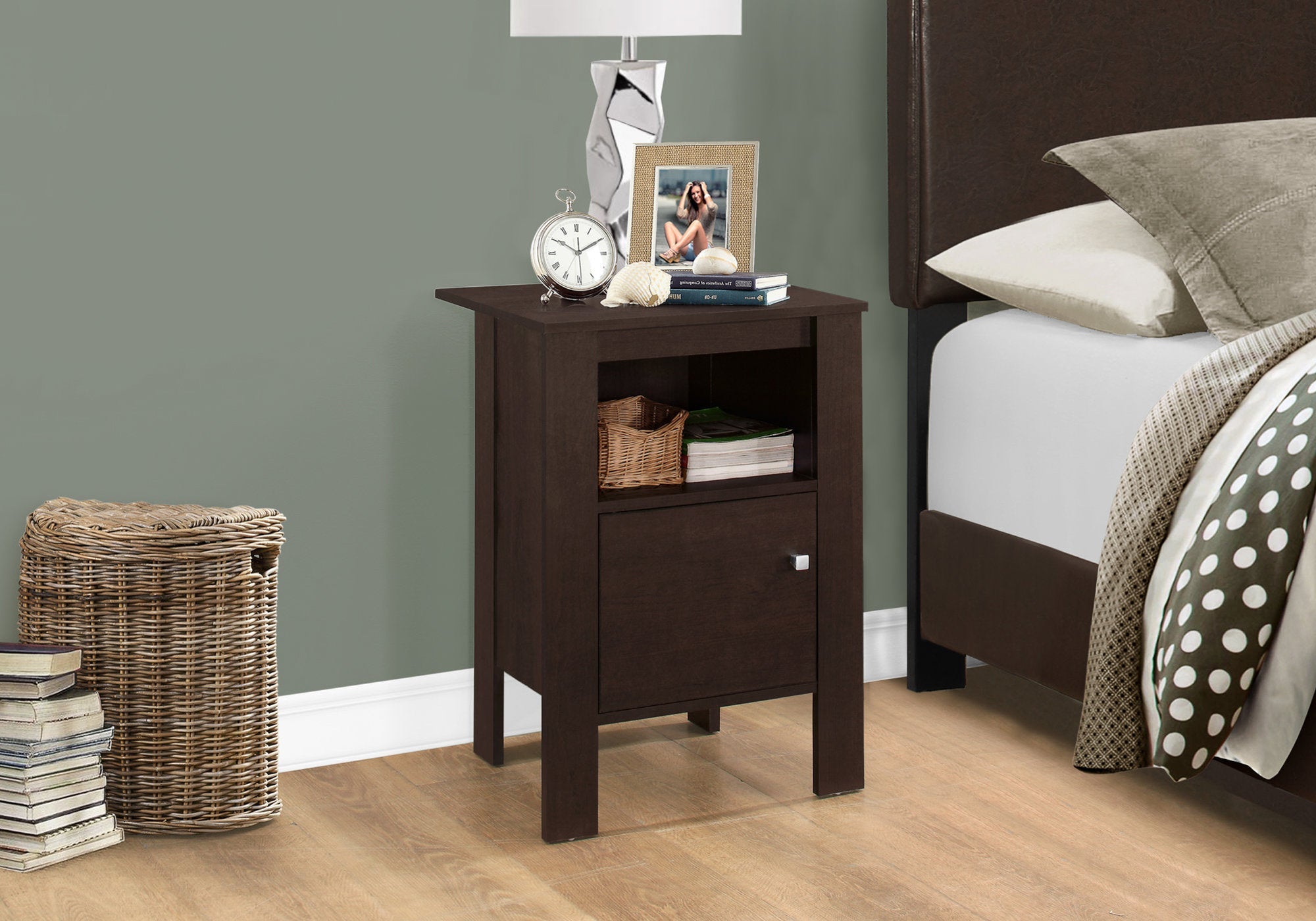 Modern Cappuccino Accent Table with Storage - Stylish Nightstand for Bedroom, Living Room & Office - Perfect for Small Spaces & Home Decor