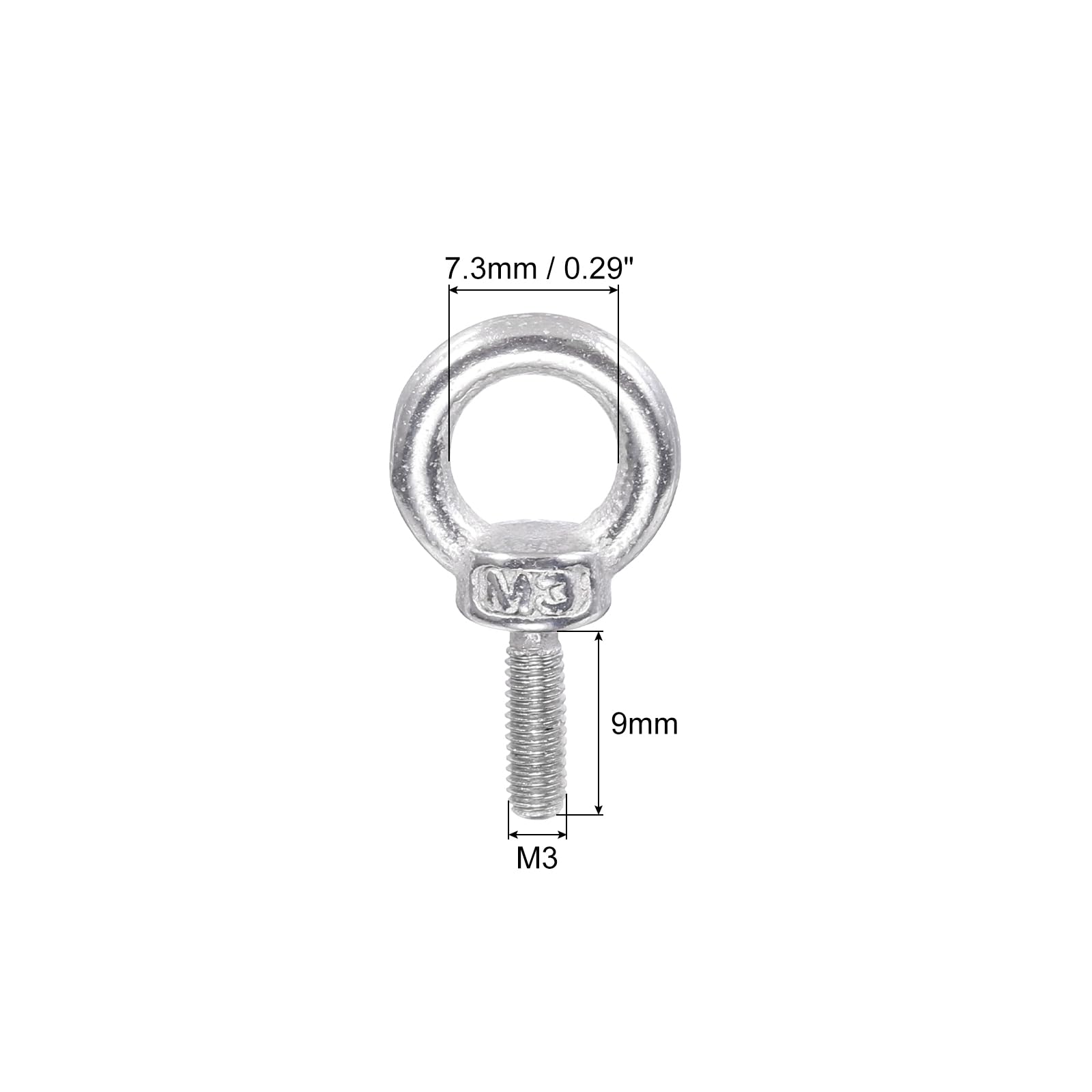PATIKIL M3 x 9mm Stainless Steel Shoulder Eye Bolt - 6PCS 304 Grade Lifting Ring Eyebolt with Nuts & Washers - Heavy Duty Hanging Hardware for Hammocks, Swings, and Outdoor Decor