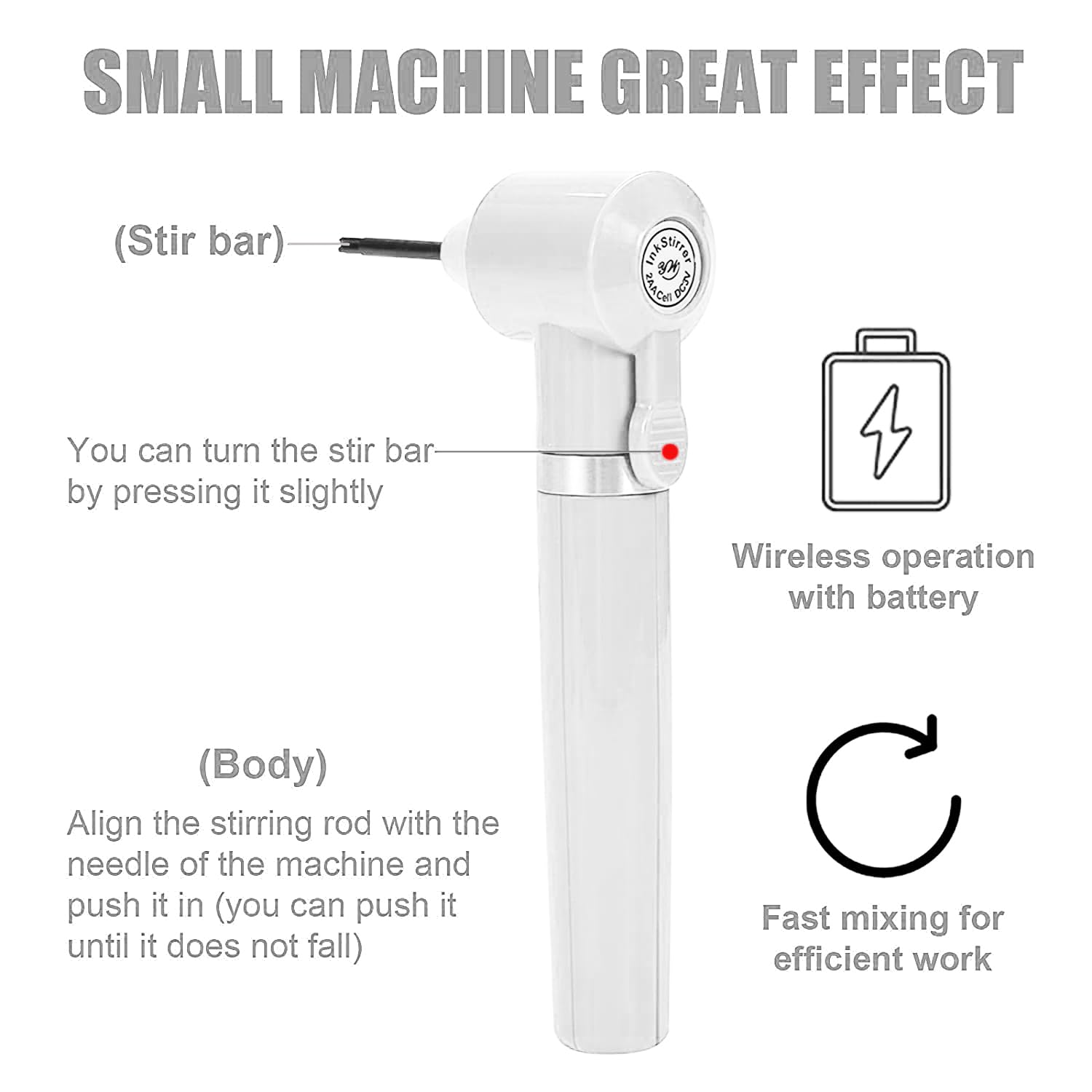 Professional Electric Tattoo Ink Mixer Machine - Pigment Agitator for Eyebrow, Nail & Makeup Colors with 100 Mixing Sticks (White) | Perfect for Tattoo Artists, Beauty Salons & DIY Cosmetic Blending